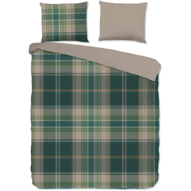 Good Morning dekbedovertrek schotse ruit - Groen - 100% Katoen flanel Green