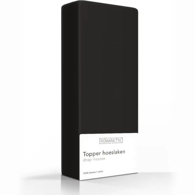 Romanette Luxe Verkoelend Katoenen Topper Hoeslaken - Zwart