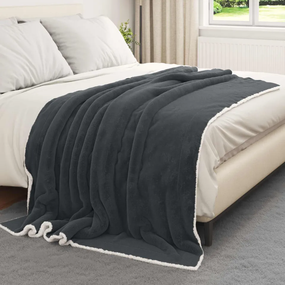 vidaXL plaid Donkergrijs 200 x 150 cm 1,64 kg Fleece, foto 3