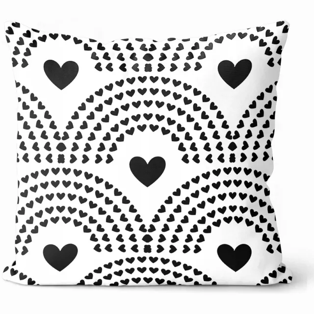 DOMAREX Decoratieve Kussensloop 40x40cm Zwart Wit Hartjes Geometrisch