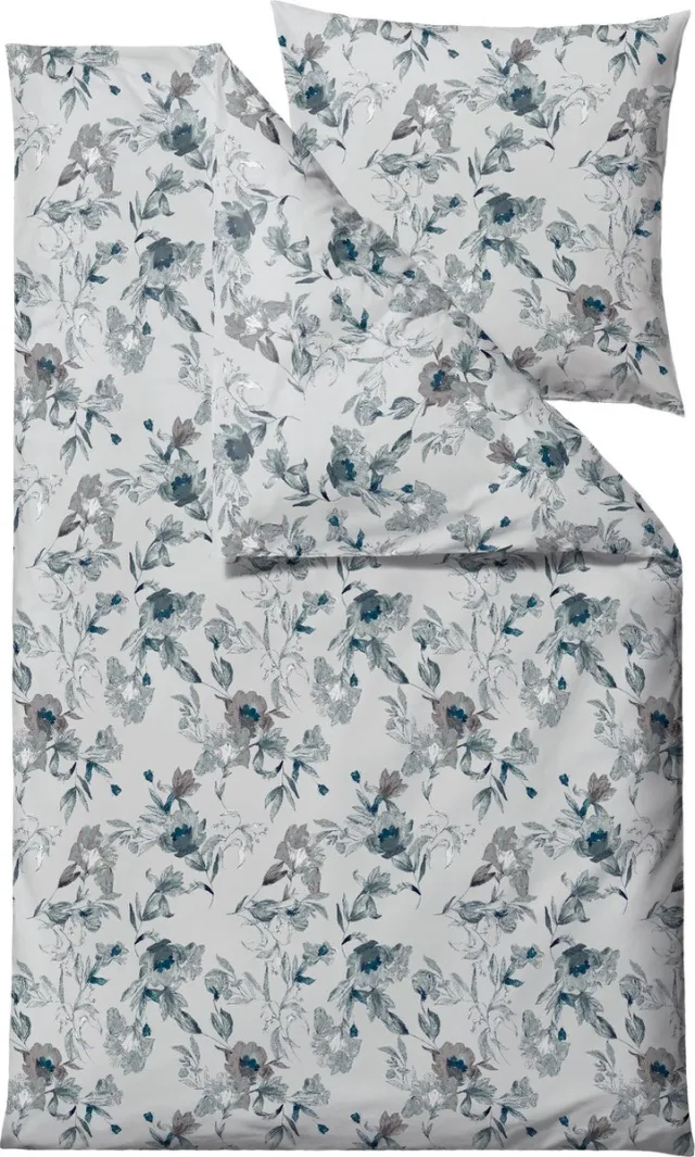 Södahl organic Flower burst Beddengoed 135 x 200 cm Teal