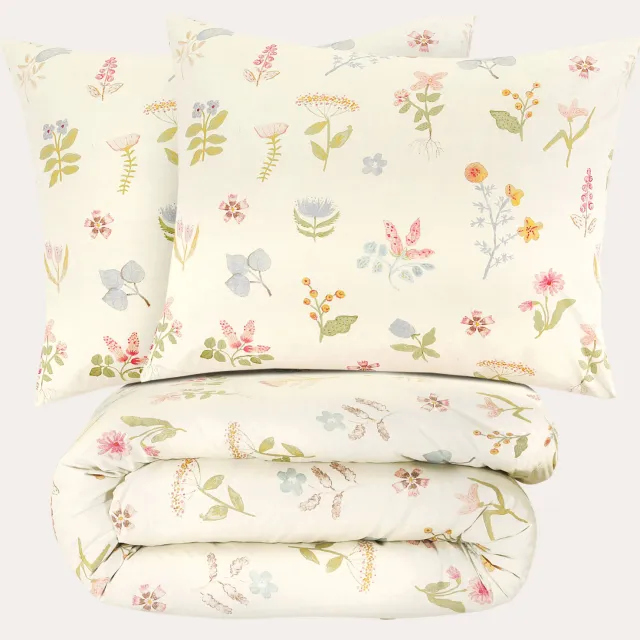 NOUS Living katoenen dekbedovertrek lits-jumeaux bloemenprint Multi