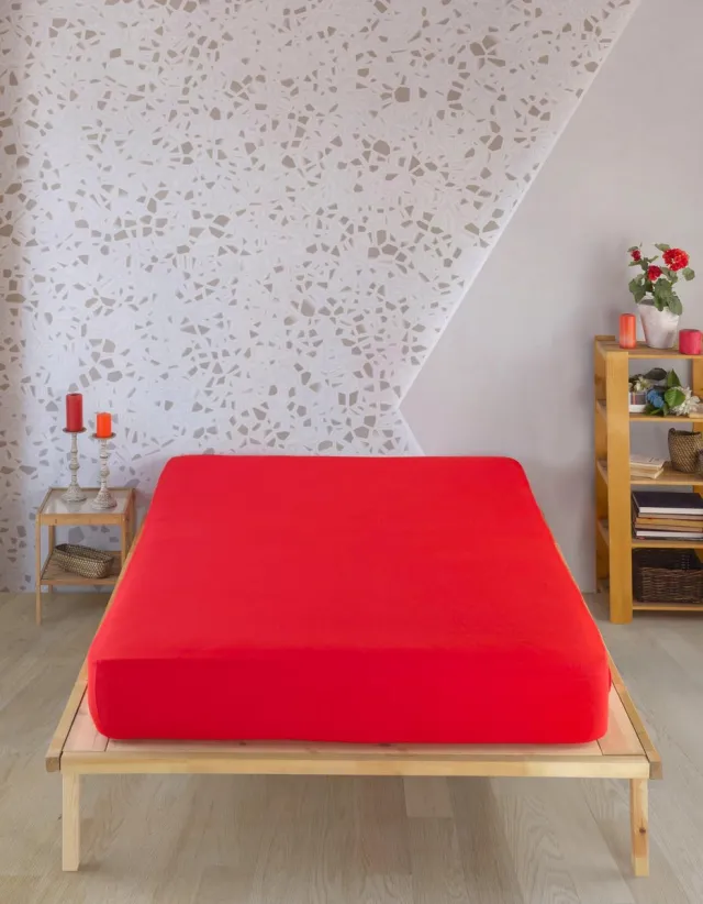 Unyqoos Rood jersey hoeslaken van katoen voor bedden tot 35 cm hoog