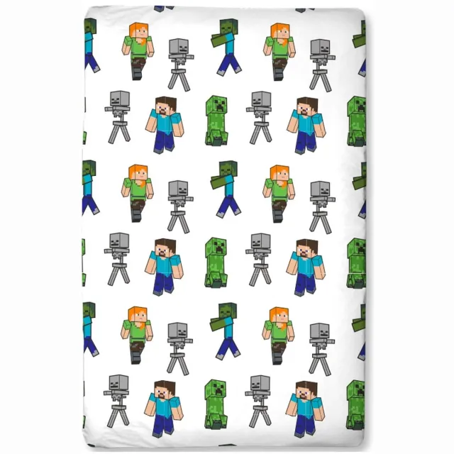 Minecraft Hoeslaken 200x90cm jersey katoen Multi
