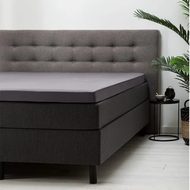 Dekbed-Discounter Fresh and Co Topper Hoeslaken 90 x 210/220 cm - Katoen - Geschikt voor toppers tot 15 cm hoog - Wasbaar op 30 graden - Kreukvrij en vormvast - Antraciet
