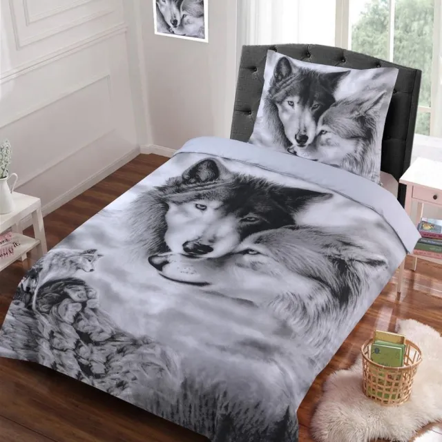 Husch Dekbedovertrek Wolf Grijs - eenpersoons - 140x200/220 cm