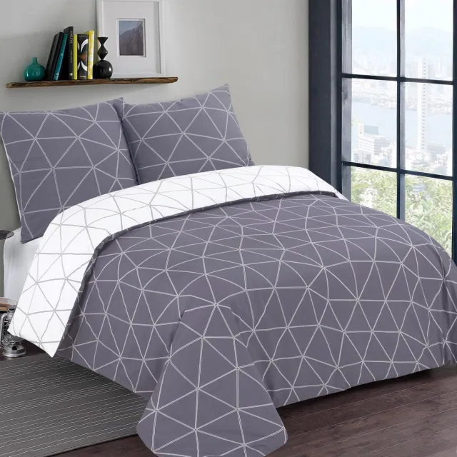 VISION home VISION Hugo Flanel - Tweezijdig omkeerbaar Dekbedovertrekset - 100% katoen flanel: warm en zacht - Dekbedovertrek met 2 bijhorende slopen - Grijs / Wit - Oekotex gecertificeerd