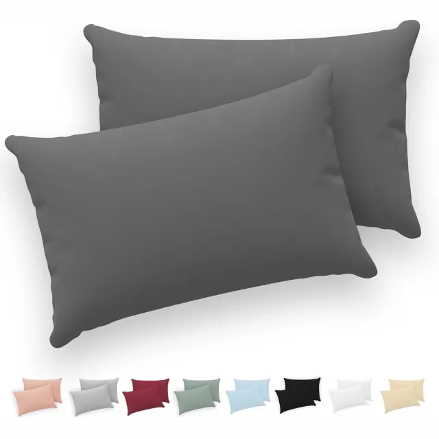 Famanu Kussenslopen 40x70 set van 2 - 100% Katoen Jersey - Antraciet
