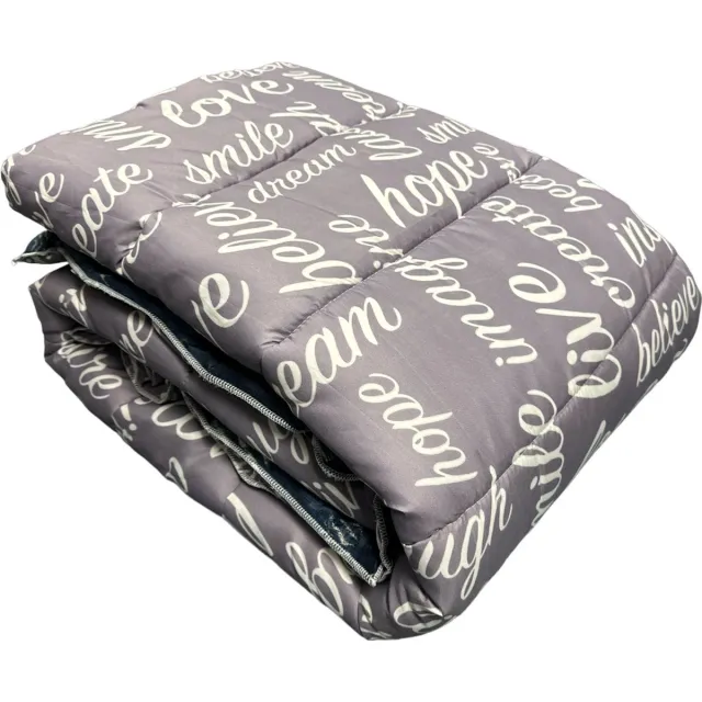 MONOO Dubbelzijdig Dekbed zonder Overtrek - 240x220cm - Grijs/Wit - Wasbaar Dekbed - Hoesloos Dekbed - Tweepersoons Dekbed