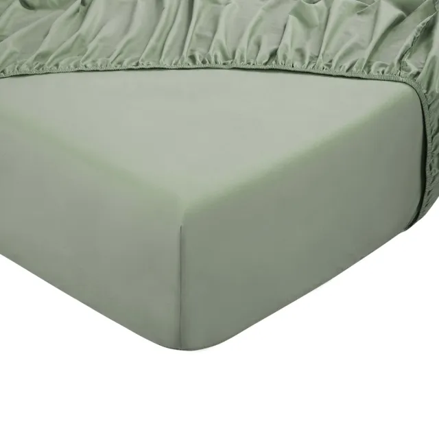 DoubleDry Hoeslaken 100% Natuurlijk Katoen - Tweepersoons 140x200 cm - Zacht & Ademend - Rondom Elastiek - Oudgroen