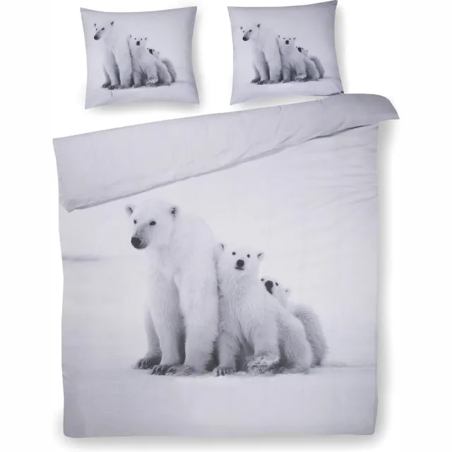 Day Dream Papillon IJsbeer - flanel - dekbedovertrek - lits-jumeaux - 240 x 200/220 + 2 kussenslopen 60x70 cm - Wit