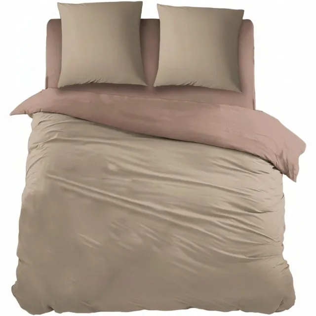 Sleepnight Dekbedovertrek - Taupe Café Au Lait Effen Flanel - B 140 x L 200 cm/B 140 x L 220 cm - Omkeerbaar - 000275-B 140 x L