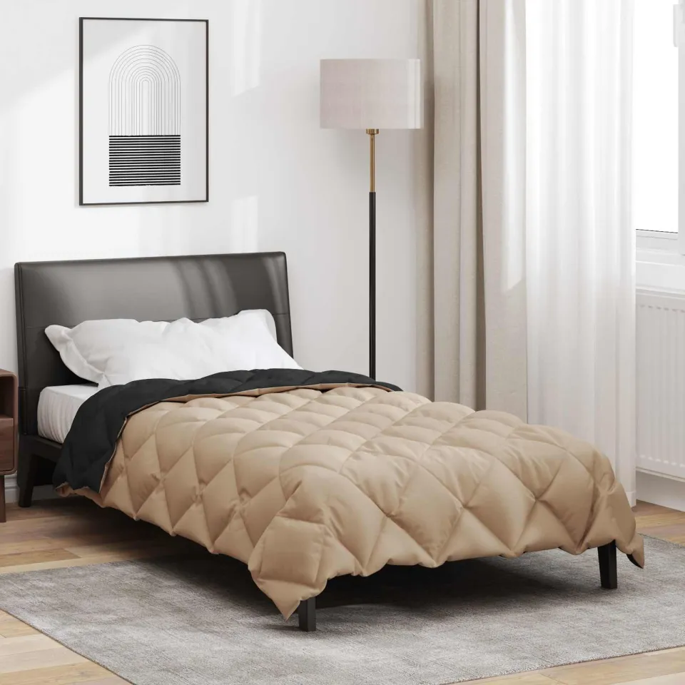 vidaXL Winter Dekbed 135 x 200 cm 450 gsm Microvezel Zwart en Taupe, foto 4