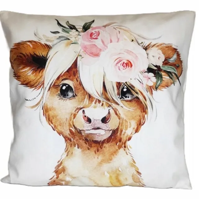 Granda Decoratieve Kussensloop 45x45cm Folk Koe Rozen - Zachte Velours Multicolor