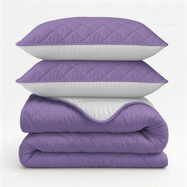 Sleeptime Dekbed zonder Overtrek - Wasbaar Dekbed - Inclusief Slopen 60x70 cm - Tweepersoons - 200x200 - Beige/Lavendel