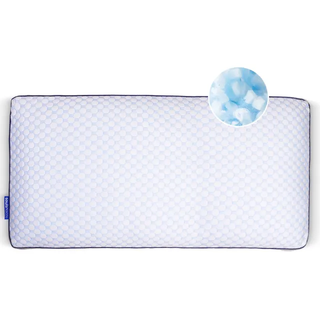 Soulsnooze Memory Foam Hoofdkussen Dawn- Aanpasbaar Design – Hoofdkussens Nekklachten - Geschikt voor rug, zij- en buikslapers - Versnipperd Traagschuim - 40x80cm wit met blauw design