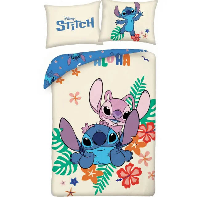 Lilo & Stitch Disney Lilo & Stitch Dekbedovertrek, Aloha Love - Eenpersoons - 140 x 200 cm - Katoen Multi