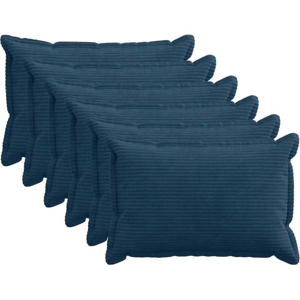 vidaXL Kussensloop 6 st HOUTEN Marineblauw 50 x 70 cm corduroy, foto 3