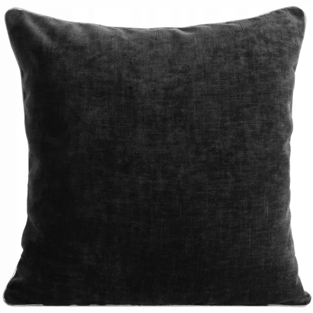 Eurofirany Decoratieve Kussenhoes Zwart 45x45cm met Zilveren Rand