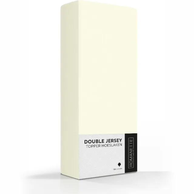 Romanette Double jersey topper Ivoor 100% katoen Lits-jumeaux 160/180x200/210/220 ivoire
