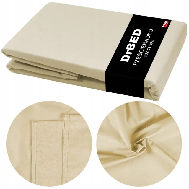 DrBED Zonder Elastiek Katoenen Hoeslaken 220x200cm - Zacht & Ademend Beige