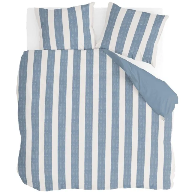 BYRKLUND Dekbedovertrek Ocean Stripes - 200x220 - 100% Polyester - Wit / Blauw