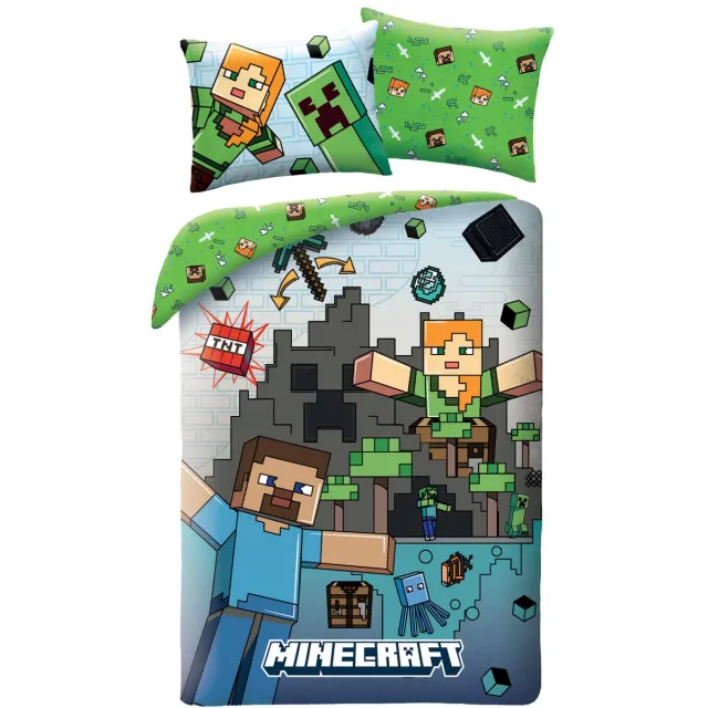 Minecraft Dekbedovertrek Blocks - 140 x 200 cm / 70 x 90 cm - Katoen Multi