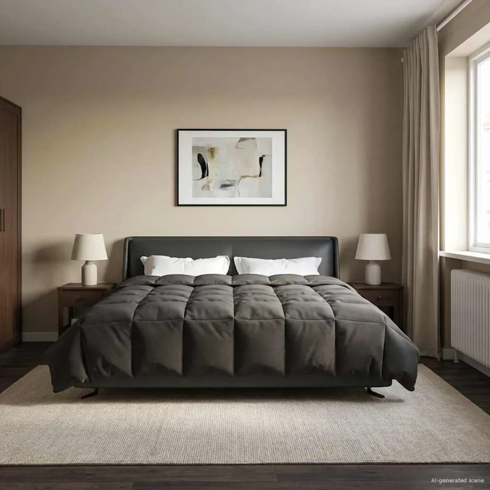 vidaXL Vol jaar dekbed 200 x 220 cm Microfiber (100% polyester) anthraciet, foto 4