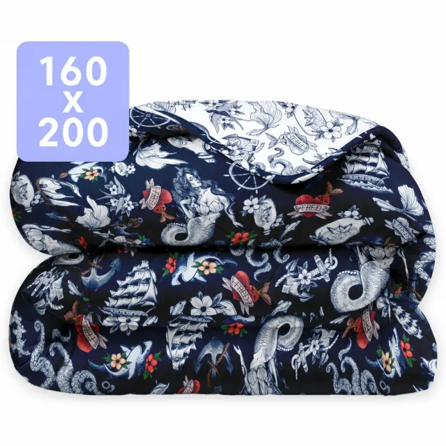 Happybed Dekbed zonder overtrek 160x200 - Wasbaar Dekbed - Bedrukt dekbed zonder hoes - Hoesloos Dekbed - Twijfelaar dekbed - Sea Paradise