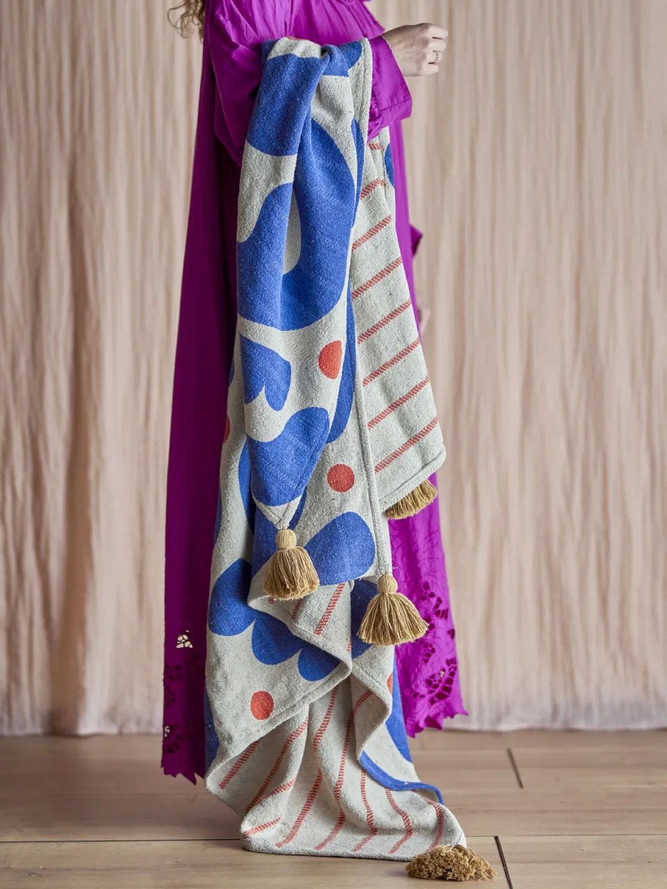 Bloomingville Eviaya plaid blauw, foto 4