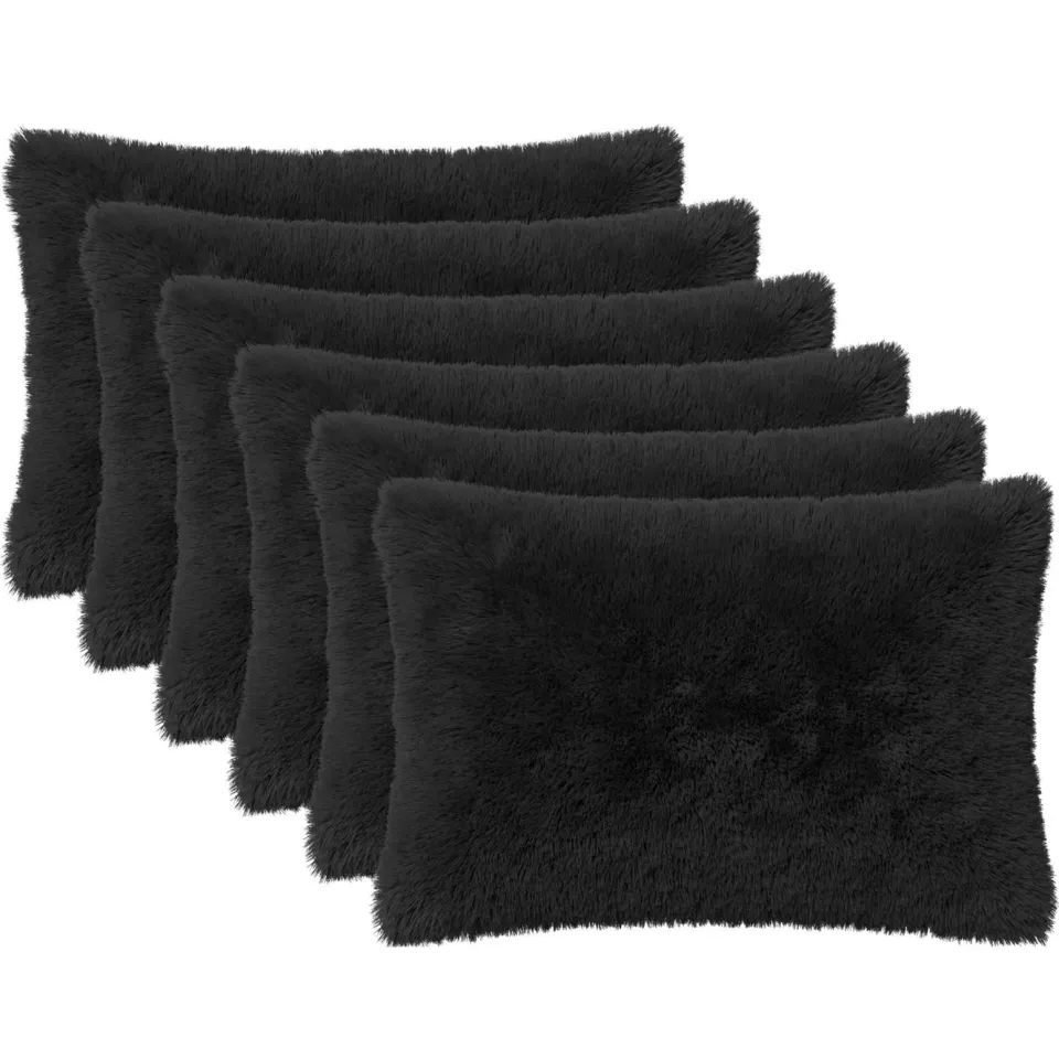 vidaXL Kussensloop 6 st HEERLEN Zwart 30 x 50 cm PV Fleece, foto 3