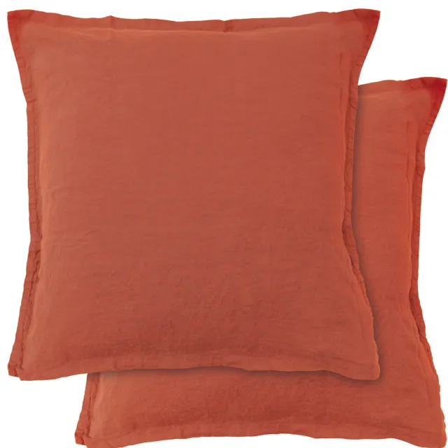 Matt & Rose Set Kussenslopen Sienne - (2x) 65 x 65 cm - 100% Linnen Oranje