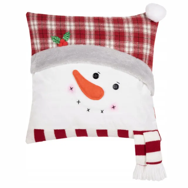 Splendid Kerstkussenhoes Sneeuwpop 3D 40x40 cm - Knus en Decoratief Multicolor