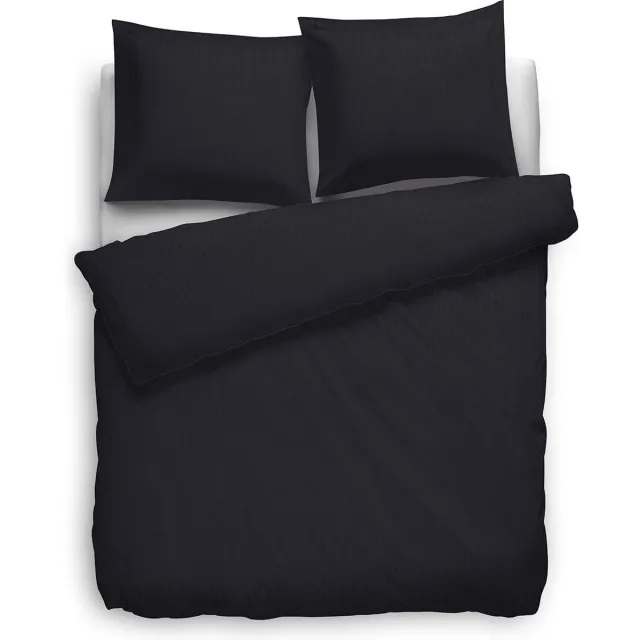 Heckett & Lane Satin Stripe Dekbedovertrek - Night Black