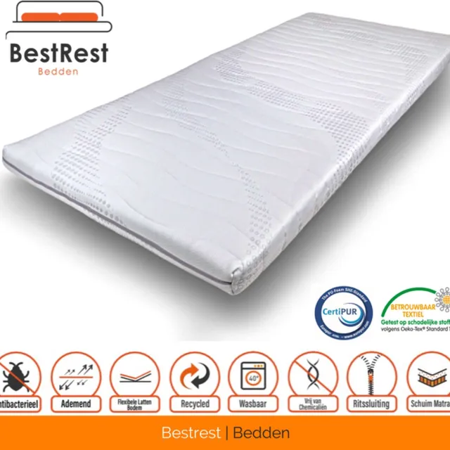 Bestrest Bedden Topdekmatras Cooltouch - Topper Koudschuim - HR - Ca. 7 cm dik - 90x190cm Wit