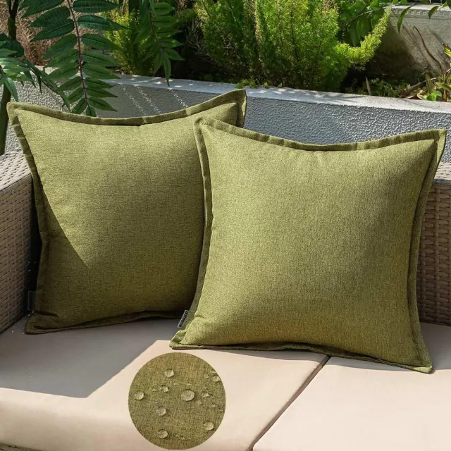 Famanu Waterdichte kussenslopen set van 2 voor buiten, 50 x 50 cm, decoratieve kussenhoezen in donkergroen Neutraal