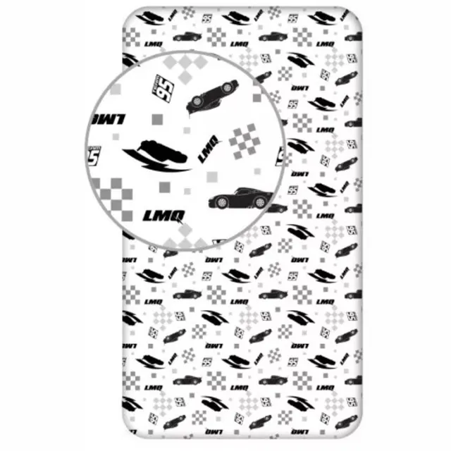 Disney Cars Hoeslaken Zwart - Eenpersoons - 90 x 200 cm Wit