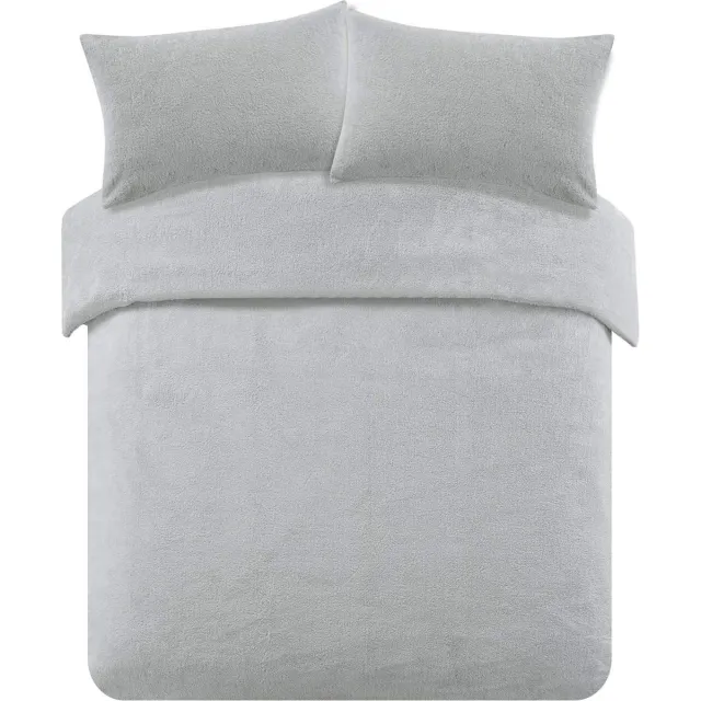 decoware Super zacht Teddy fleece dekbedovertrek - grijs - 2 kanten teddy - 1-persoons (140x220 + 60x70cm)