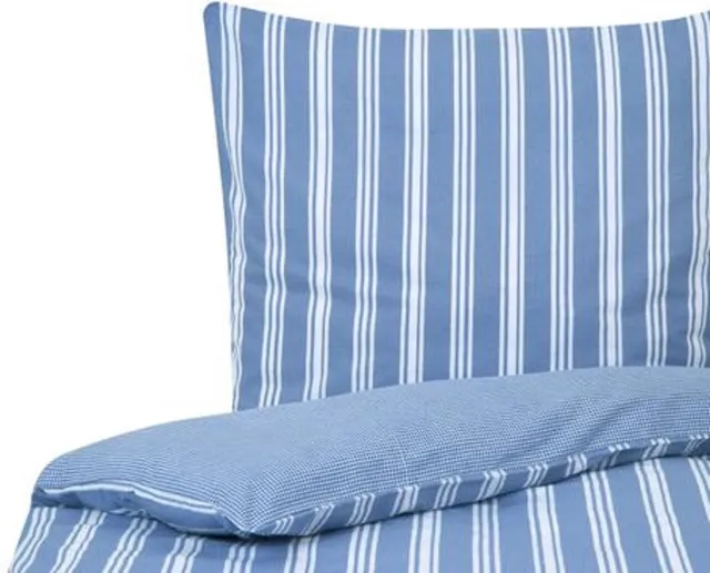 Port Maine Renforcé omkeerbaar bedlinnen Fiona poederblauw gestreept 140x200 Blauw & wit