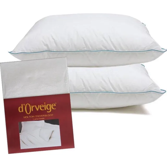 Noblesse Pearl Plus Hoofdkussen Set (2 Kussens + 2 Moltonslopen) - 60x70 cm - Wit
