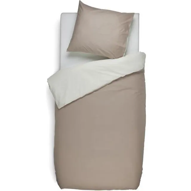 Snoozing Two Tone - Flanel - Dekbedovertrek - 1 kussensloop - Camel/Ivoor