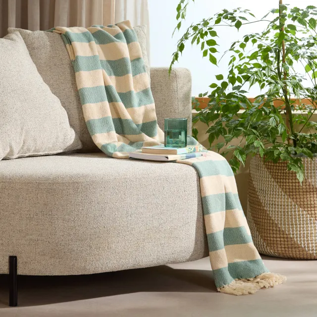 NOUS Living Roncade plaid groen crème, foto 2