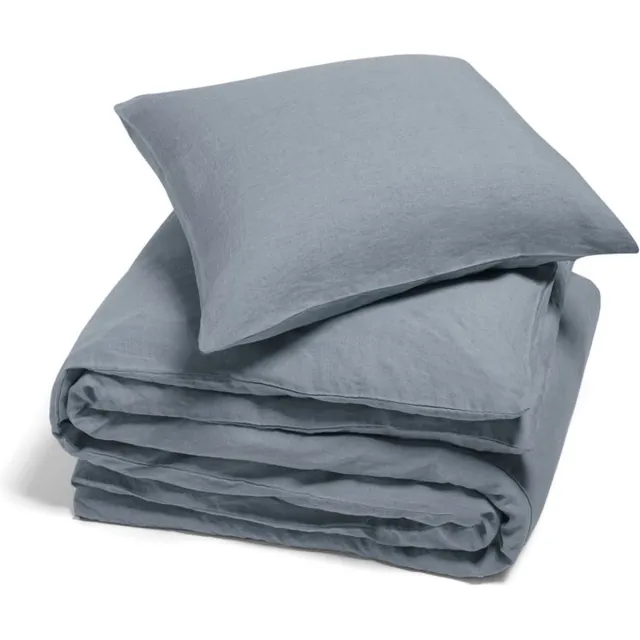 Yumeko dekbedovertrek gewassen linnen schemerblauw 140x220 + 1/60x70 - Biologisch & ecologisch Dusk Blue
