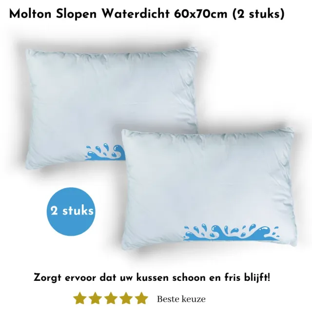 Zavelo Molton Slopen Waterdicht Katoen PU 60x70cm - (2 stuks) Wit