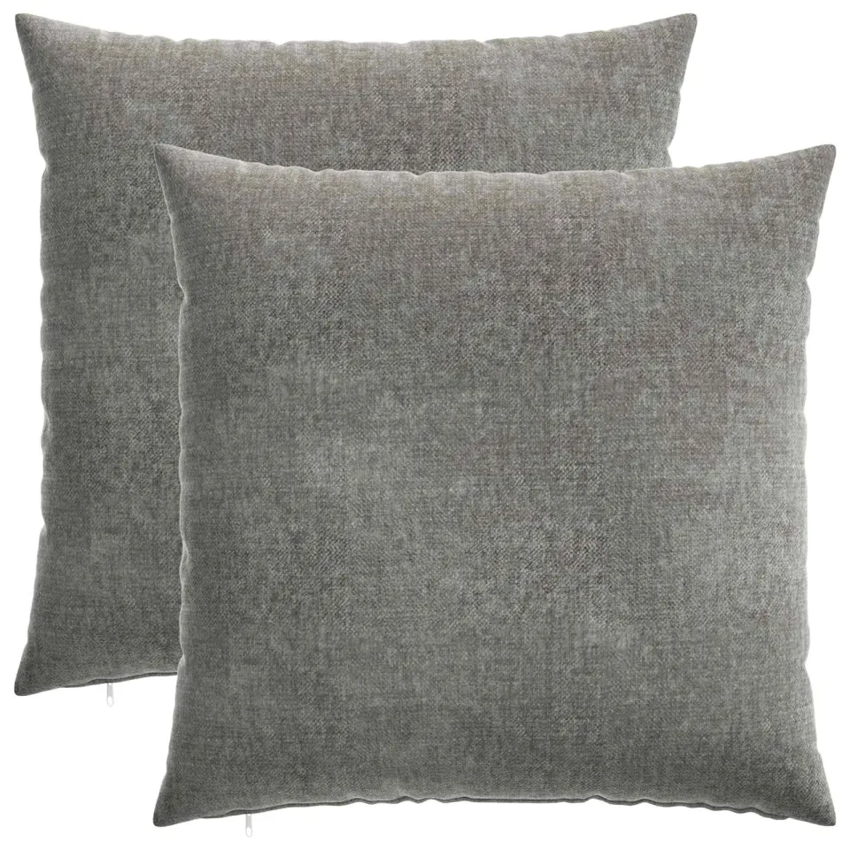 vidaXL Kussensloop 2 st HEERLEN Donkergrijs 55 x 55 cm Chenille Stof