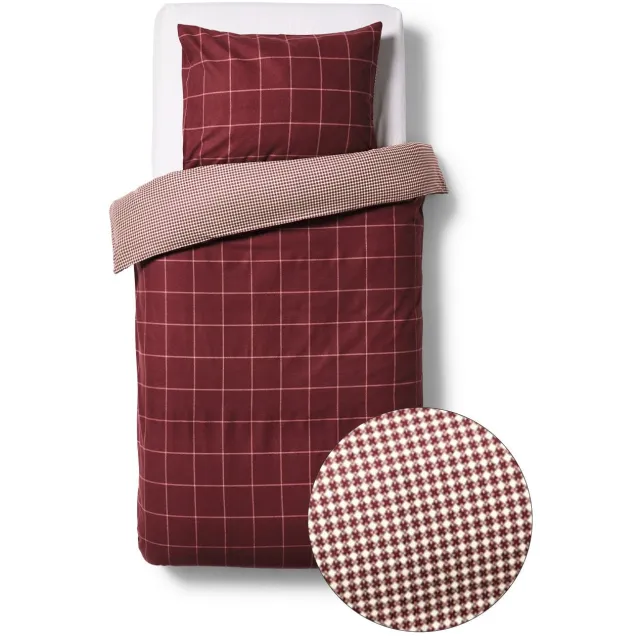 HEMA Dekbedovertrek flanel ruiten bordeaux (donkerrood), foto 5