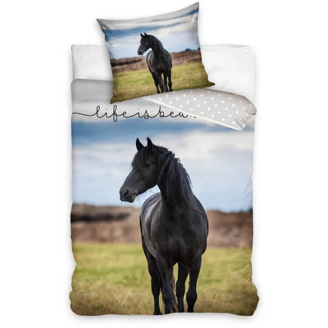 Animal Pictures Dreamee Dekbedovertrek zwart Paard 140 x 200 cm 60 x 70 cm - Katoen multicolor