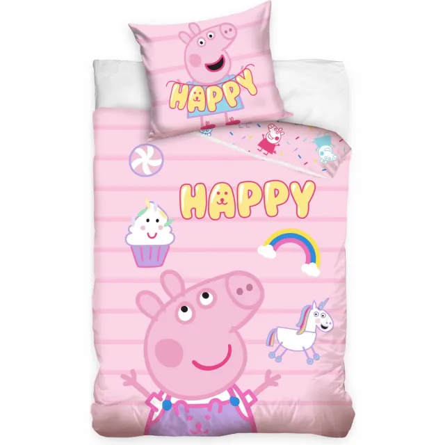 Peppa Pig Dekbedovertrek Happy 140 x 200 cm roze
