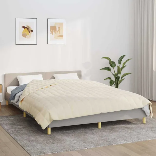 vidaXL Verzwaringsdeken 220x240 cm 15 kg stof lichtcrèmekleurig crème, foto 2