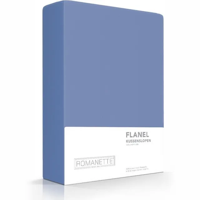Romanette 2-Pack warme flanel kussenslopen - 65x65 - jeans blauw